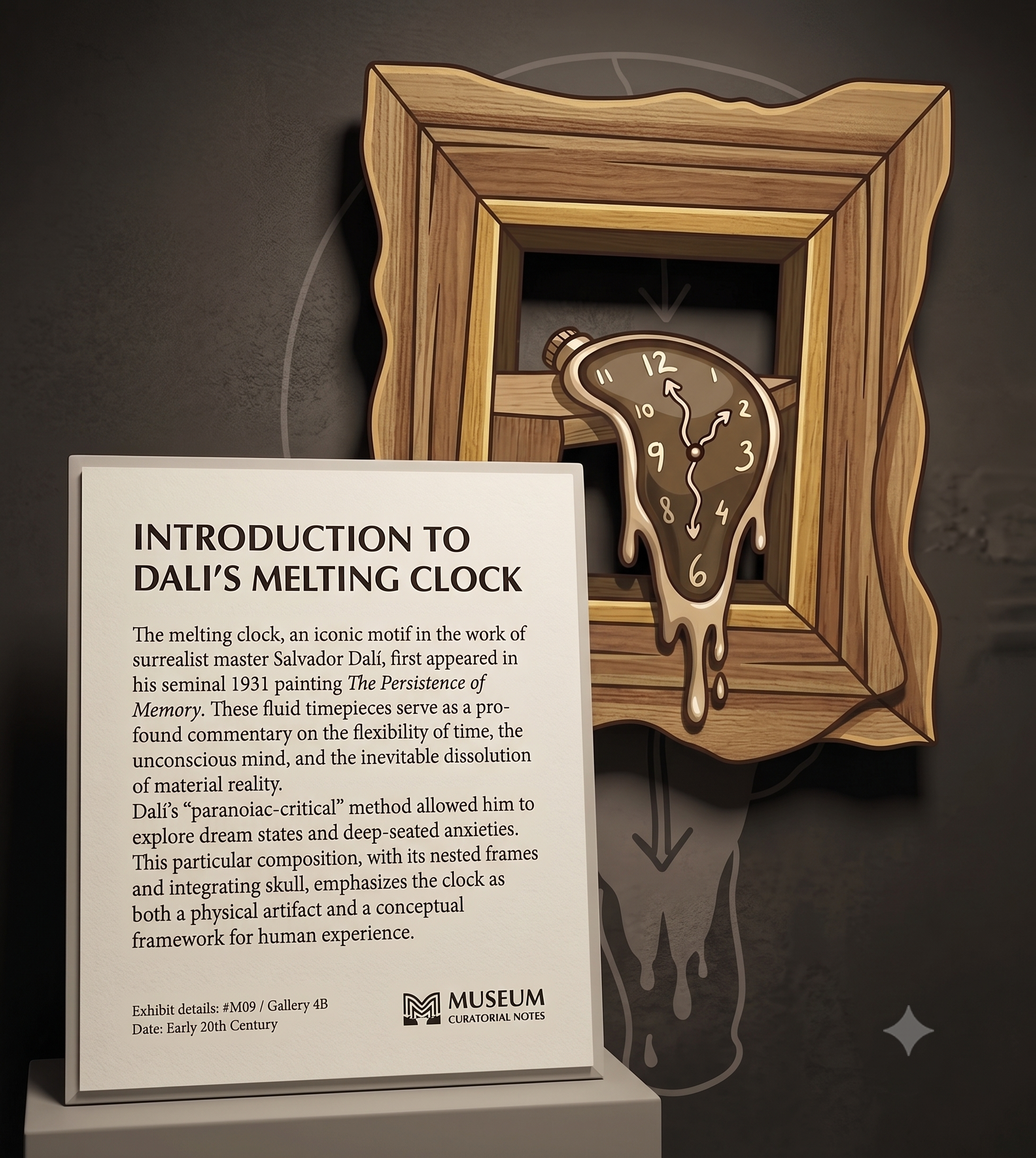 Using Pocket Curator app inside a museum, pointing the camera at Salvador Dali's melting clock painting